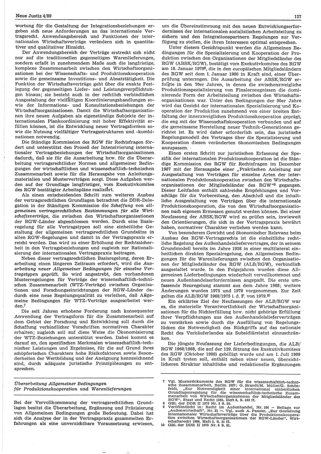 Neue Justiz (NJ), Zeitschrift für sozialistisches Recht und Gesetzlichkeit [Deutsche Demokratische Republik (DDR)], 43. Jahrgang 1989, Seite 127 (NJ DDR 1989, S. 127)