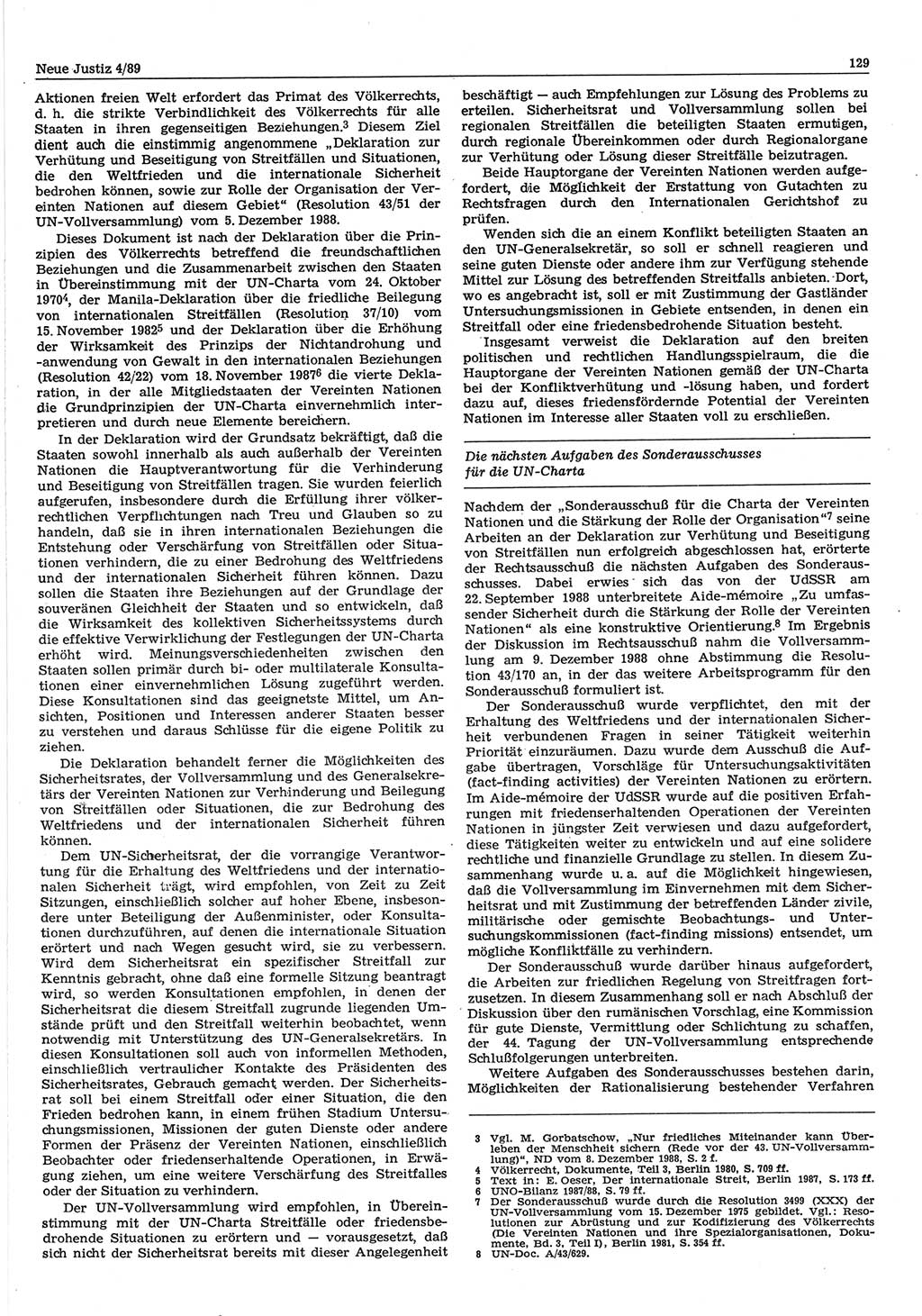 Neue Justiz (NJ), Zeitschrift für sozialistisches Recht und Gesetzlichkeit [Deutsche Demokratische Republik (DDR)], 43. Jahrgang 1989, Seite 129 (NJ DDR 1989, S. 129)