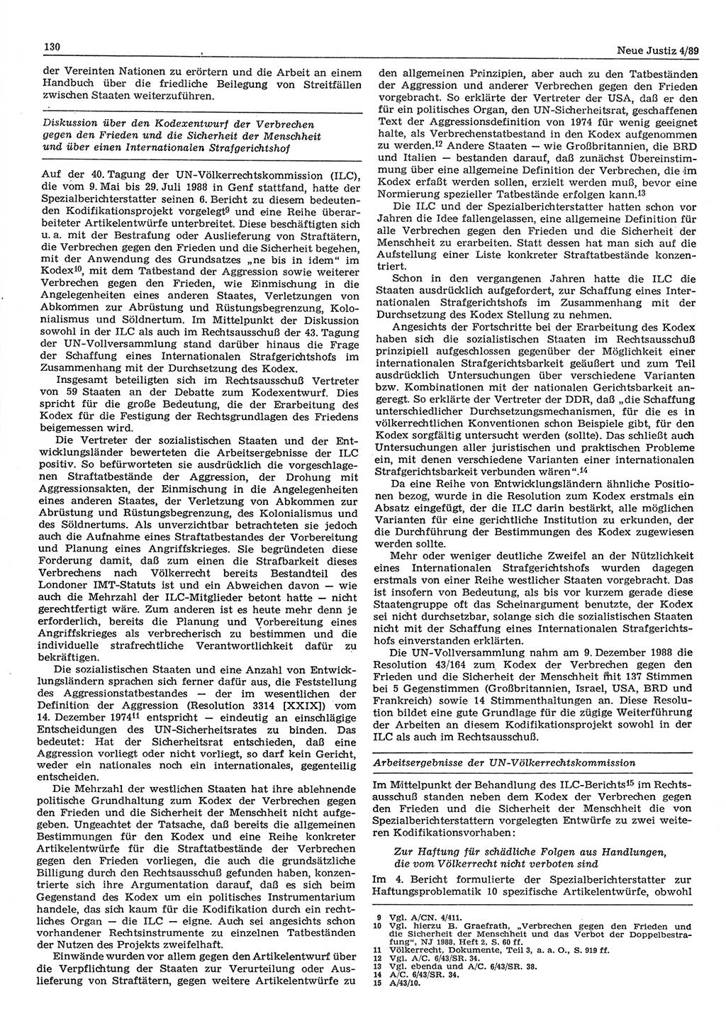 Neue Justiz (NJ), Zeitschrift für sozialistisches Recht und Gesetzlichkeit [Deutsche Demokratische Republik (DDR)], 43. Jahrgang 1989, Seite 130 (NJ DDR 1989, S. 130)