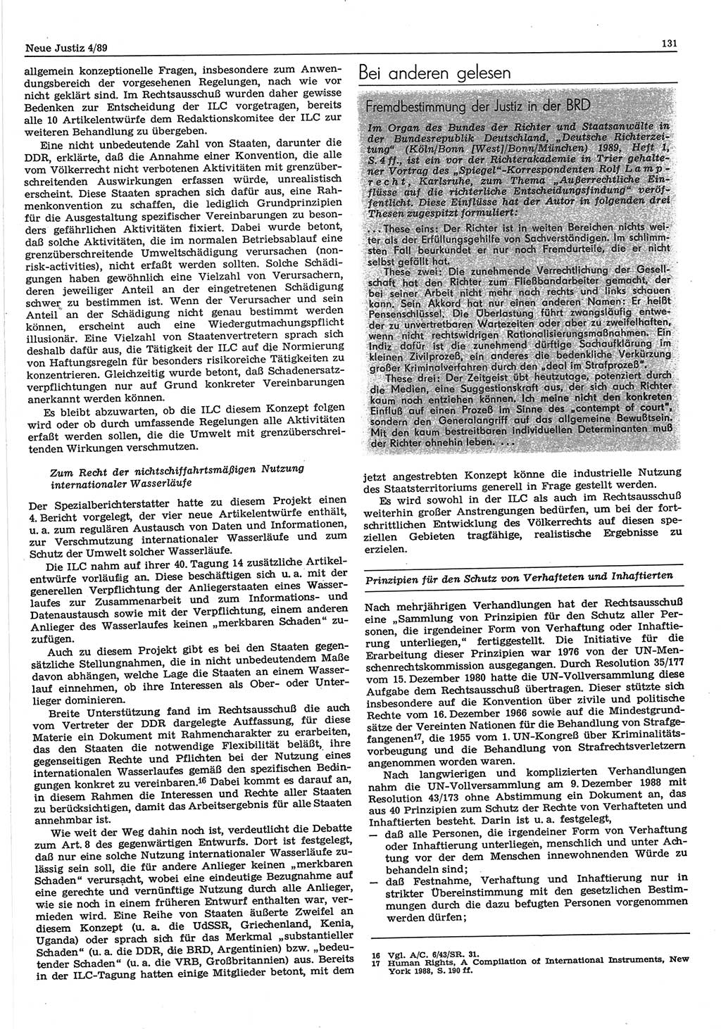 Neue Justiz (NJ), Zeitschrift für sozialistisches Recht und Gesetzlichkeit [Deutsche Demokratische Republik (DDR)], 43. Jahrgang 1989, Seite 131 (NJ DDR 1989, S. 131)