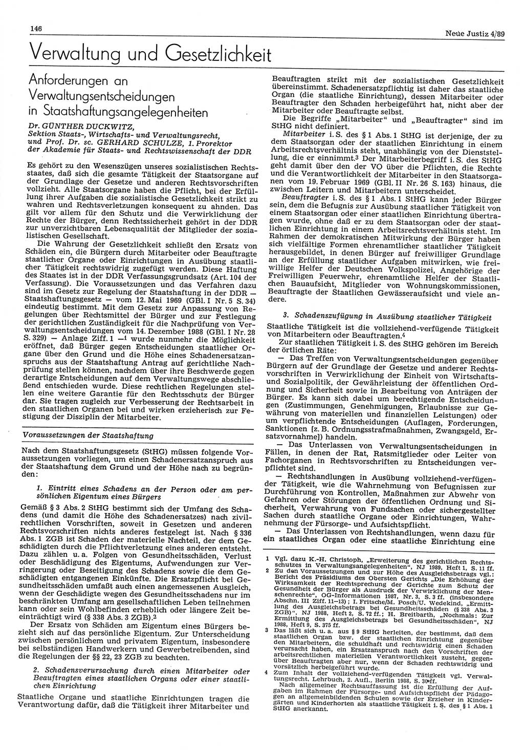 Neue Justiz (NJ), Zeitschrift für sozialistisches Recht und Gesetzlichkeit [Deutsche Demokratische Republik (DDR)], 43. Jahrgang 1989, Seite 146 (NJ DDR 1989, S. 146)