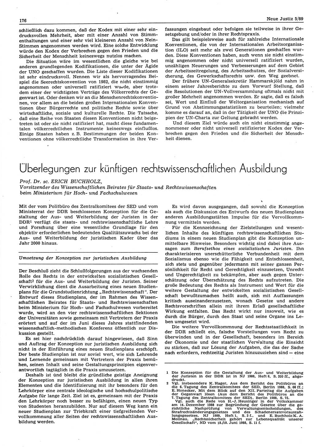 Neue Justiz (NJ), Zeitschrift für sozialistisches Recht und Gesetzlichkeit [Deutsche Demokratische Republik (DDR)], 43. Jahrgang 1989, Seite 176 (NJ DDR 1989, S. 176)