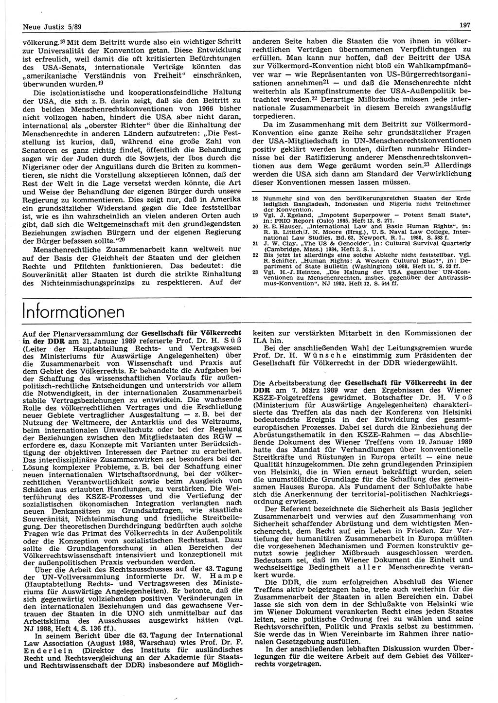 Neue Justiz (NJ), Zeitschrift für sozialistisches Recht und Gesetzlichkeit [Deutsche Demokratische Republik (DDR)], 43. Jahrgang 1989, Seite 197 (NJ DDR 1989, S. 197)