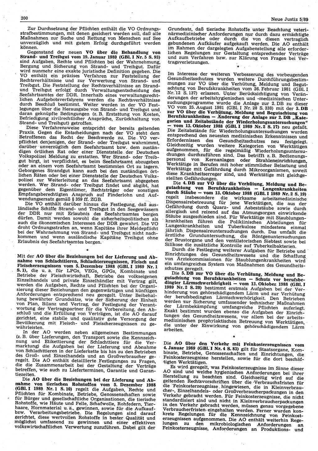 Neue Justiz (NJ), Zeitschrift für sozialistisches Recht und Gesetzlichkeit [Deutsche Demokratische Republik (DDR)], 43. Jahrgang 1989, Seite 200 (NJ DDR 1989, S. 200)