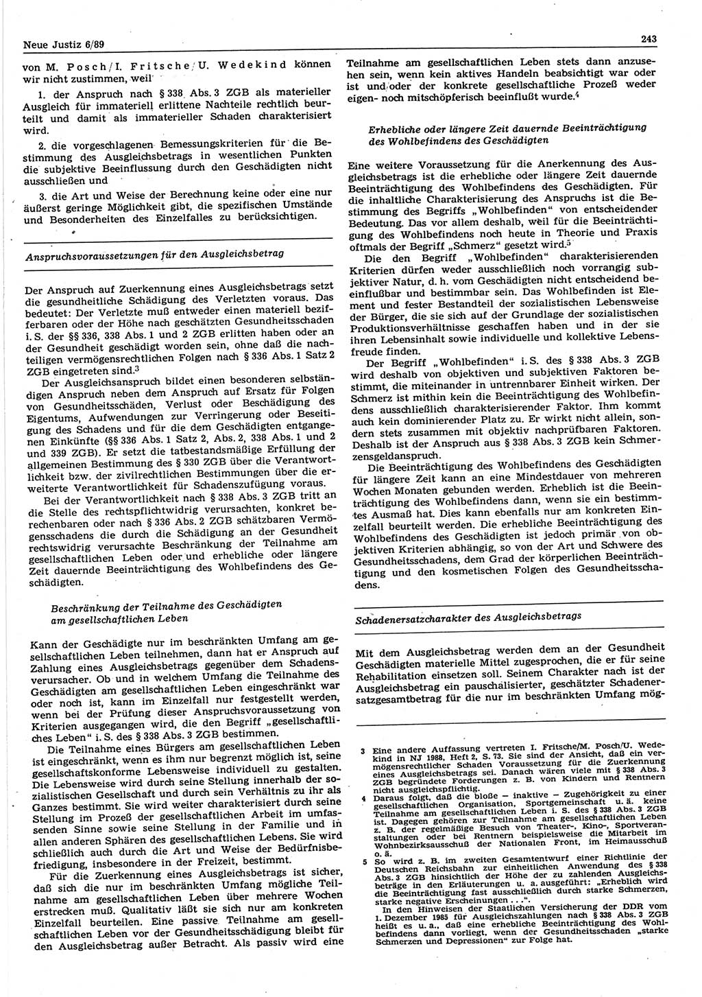 Neue Justiz (NJ), Zeitschrift für sozialistisches Recht und Gesetzlichkeit [Deutsche Demokratische Republik (DDR)], 43. Jahrgang 1989, Seite 243 (NJ DDR 1989, S. 243)