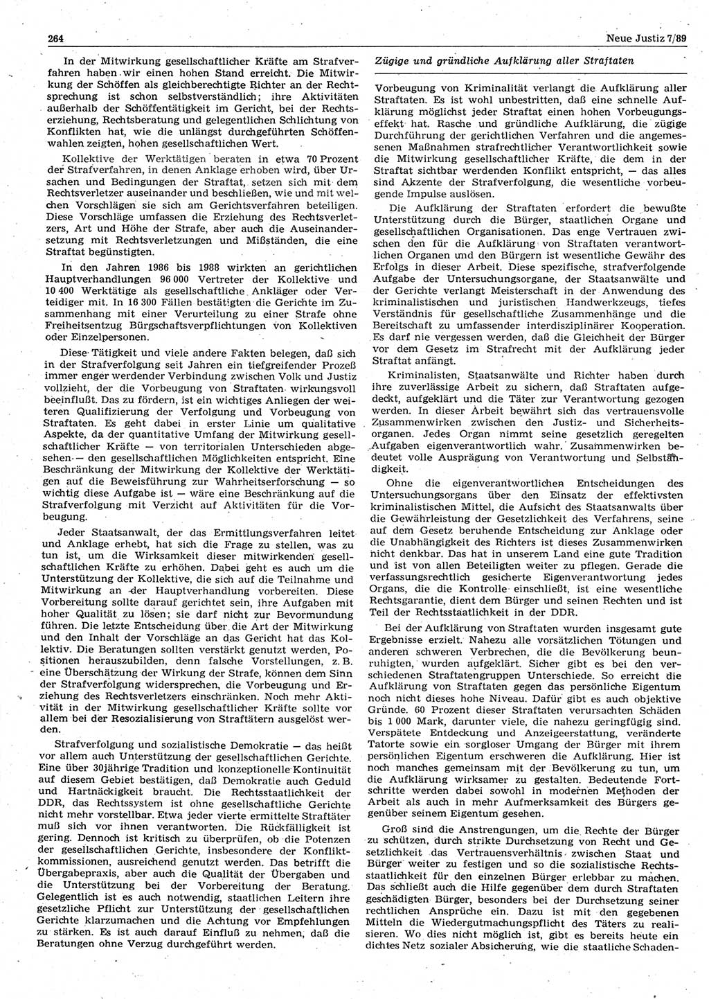 Neue Justiz (NJ), Zeitschrift für sozialistisches Recht und Gesetzlichkeit [Deutsche Demokratische Republik (DDR)], 43. Jahrgang 1989, Seite 264 (NJ DDR 1989, S. 264)