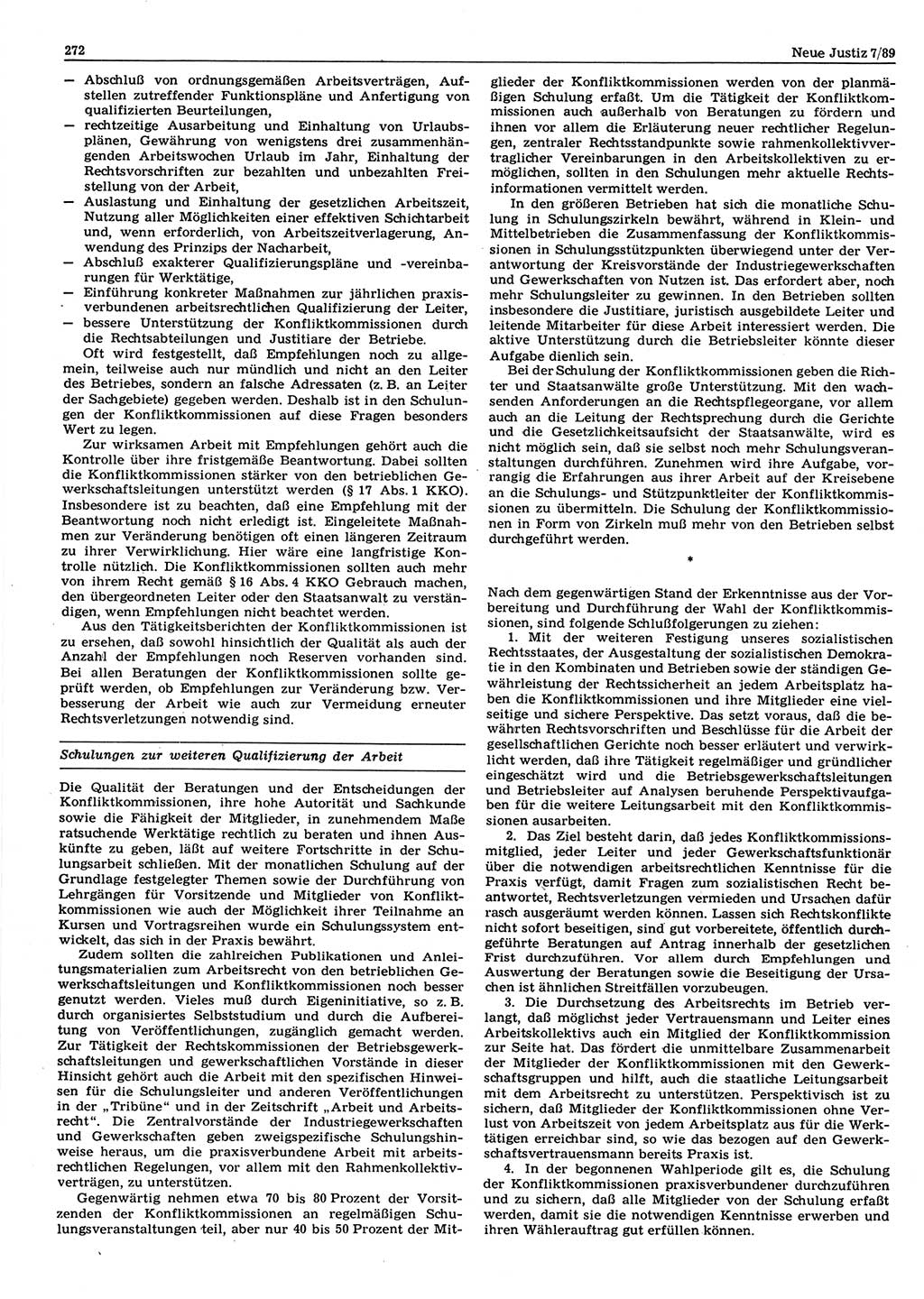 Neue Justiz (NJ), Zeitschrift für sozialistisches Recht und Gesetzlichkeit [Deutsche Demokratische Republik (DDR)], 43. Jahrgang 1989, Seite 272 (NJ DDR 1989, S. 272)