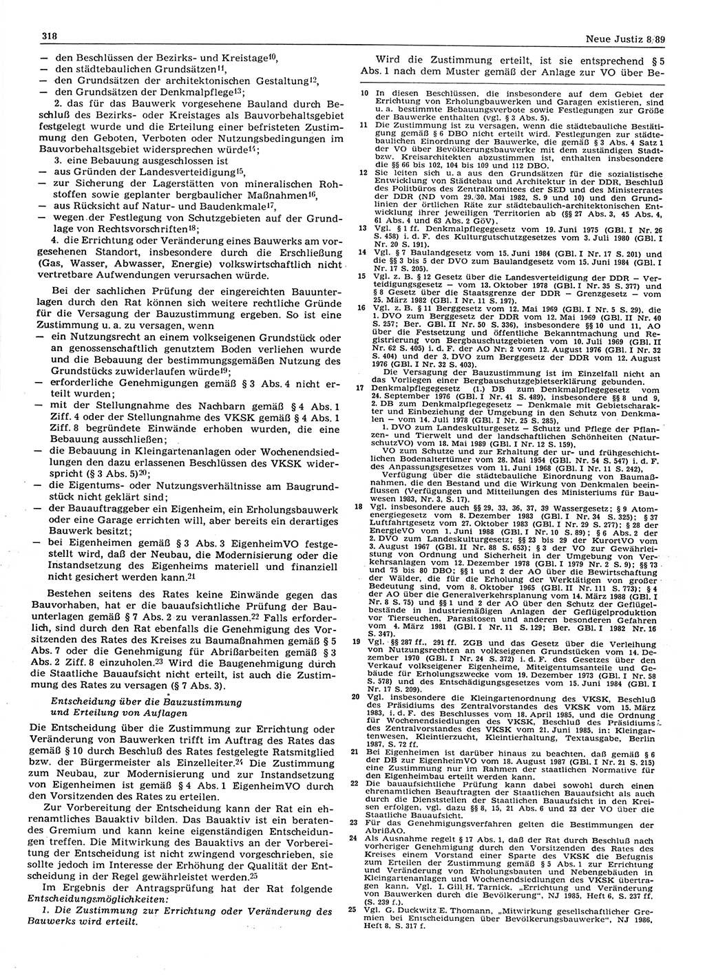 Neue Justiz (NJ), Zeitschrift für sozialistisches Recht und Gesetzlichkeit [Deutsche Demokratische Republik (DDR)], 43. Jahrgang 1989, Seite 318 (NJ DDR 1989, S. 318)