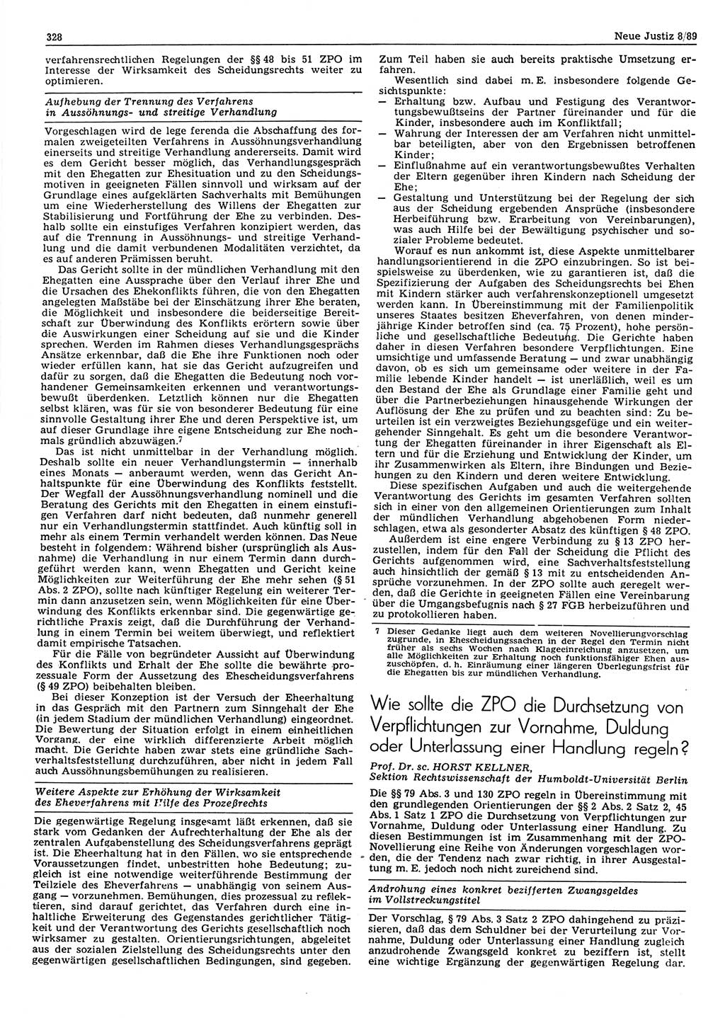 Neue Justiz (NJ), Zeitschrift für sozialistisches Recht und Gesetzlichkeit [Deutsche Demokratische Republik (DDR)], 43. Jahrgang 1989, Seite 328 (NJ DDR 1989, S. 328)