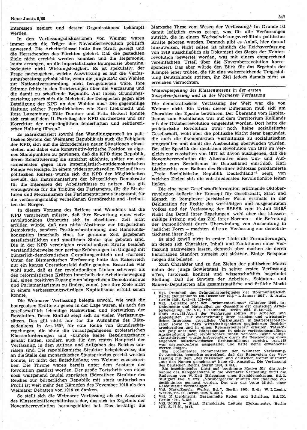 Neue Justiz (NJ), Zeitschrift für sozialistisches Recht und Gesetzlichkeit [Deutsche Demokratische Republik (DDR)], 43. Jahrgang 1989, Seite 347 (NJ DDR 1989, S. 347)
