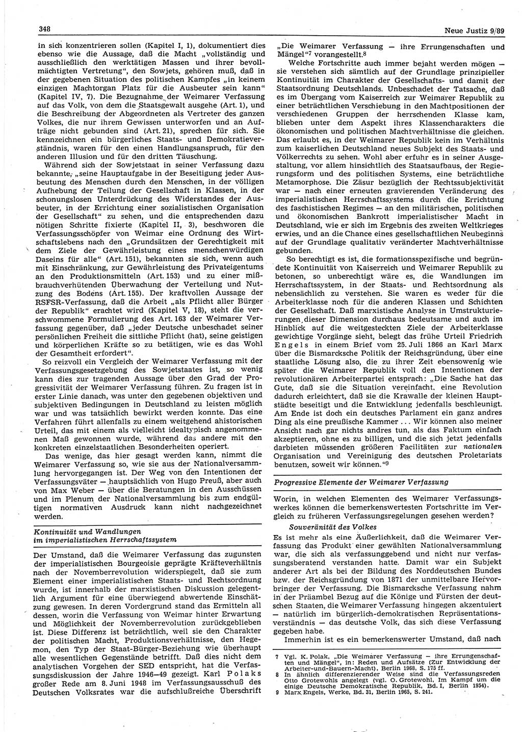 Neue Justiz (NJ), Zeitschrift für sozialistisches Recht und Gesetzlichkeit [Deutsche Demokratische Republik (DDR)], 43. Jahrgang 1989, Seite 348 (NJ DDR 1989, S. 348)