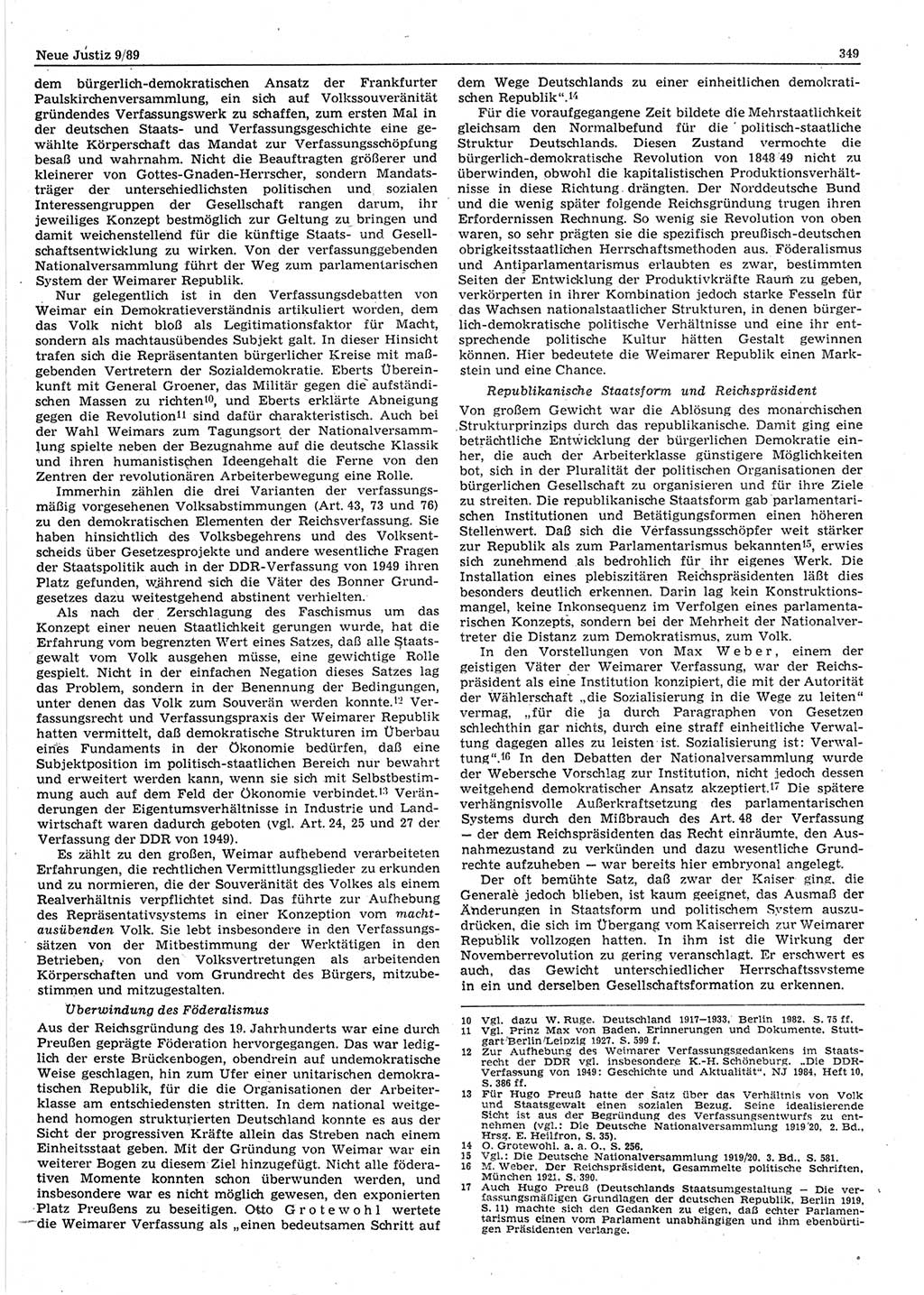 Neue Justiz (NJ), Zeitschrift für sozialistisches Recht und Gesetzlichkeit [Deutsche Demokratische Republik (DDR)], 43. Jahrgang 1989, Seite 349 (NJ DDR 1989, S. 349)
