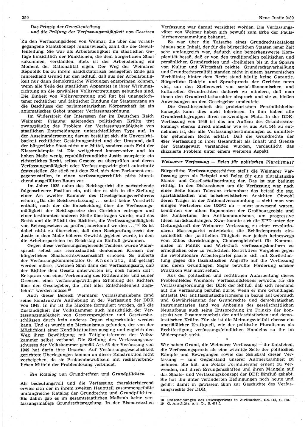 Neue Justiz (NJ), Zeitschrift für sozialistisches Recht und Gesetzlichkeit [Deutsche Demokratische Republik (DDR)], 43. Jahrgang 1989, Seite 350 (NJ DDR 1989, S. 350)