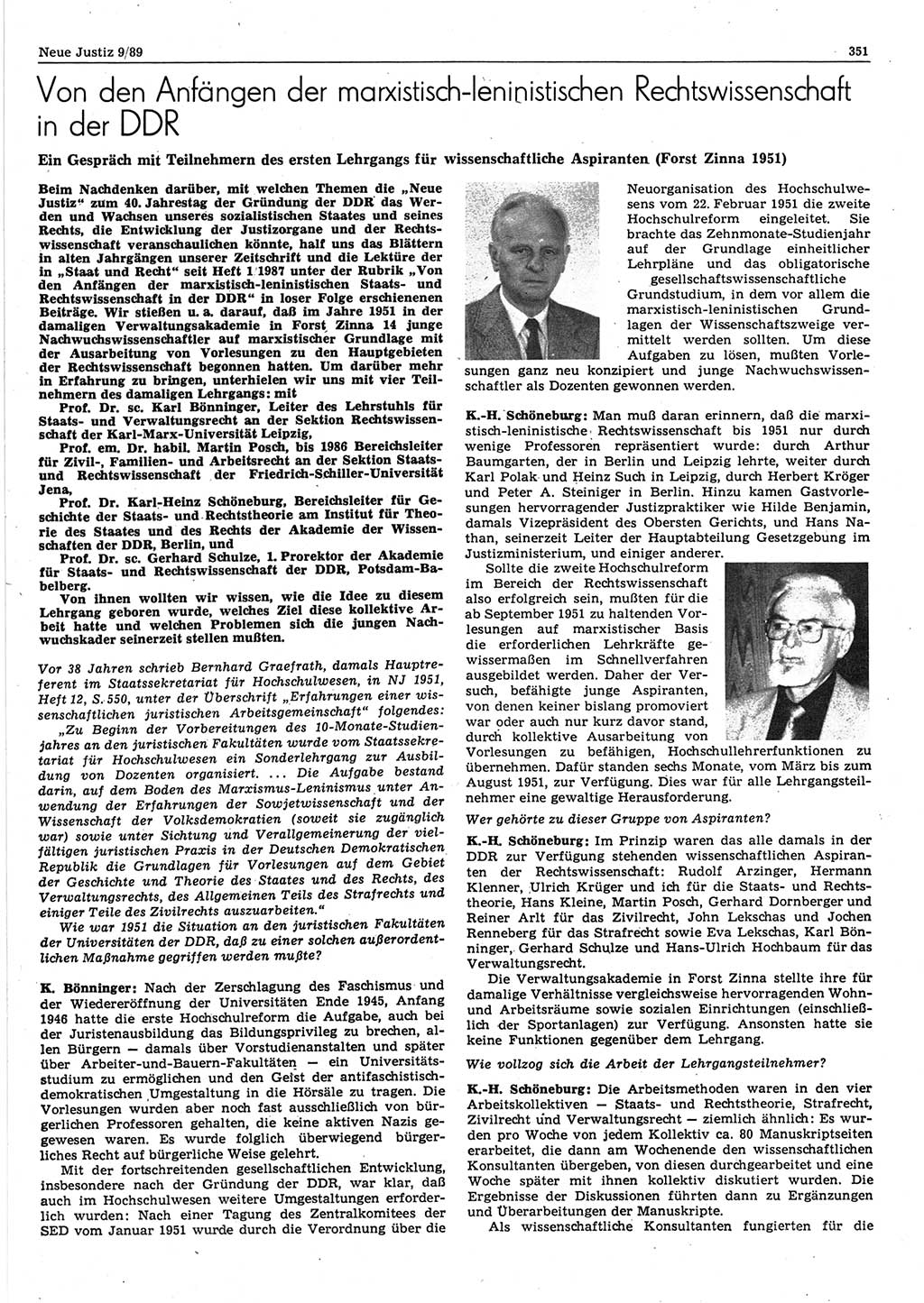 Neue Justiz (NJ), Zeitschrift für sozialistisches Recht und Gesetzlichkeit [Deutsche Demokratische Republik (DDR)], 43. Jahrgang 1989, Seite 351 (NJ DDR 1989, S. 351)