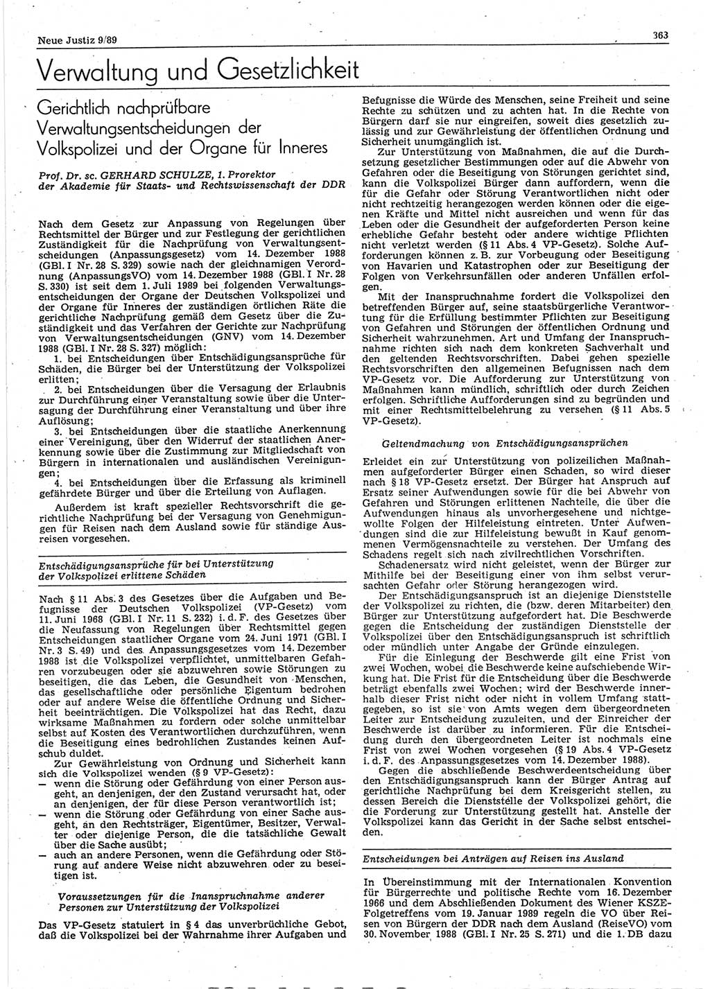 Neue Justiz (NJ), Zeitschrift für sozialistisches Recht und Gesetzlichkeit [Deutsche Demokratische Republik (DDR)], 43. Jahrgang 1989, Seite 363 (NJ DDR 1989, S. 363)