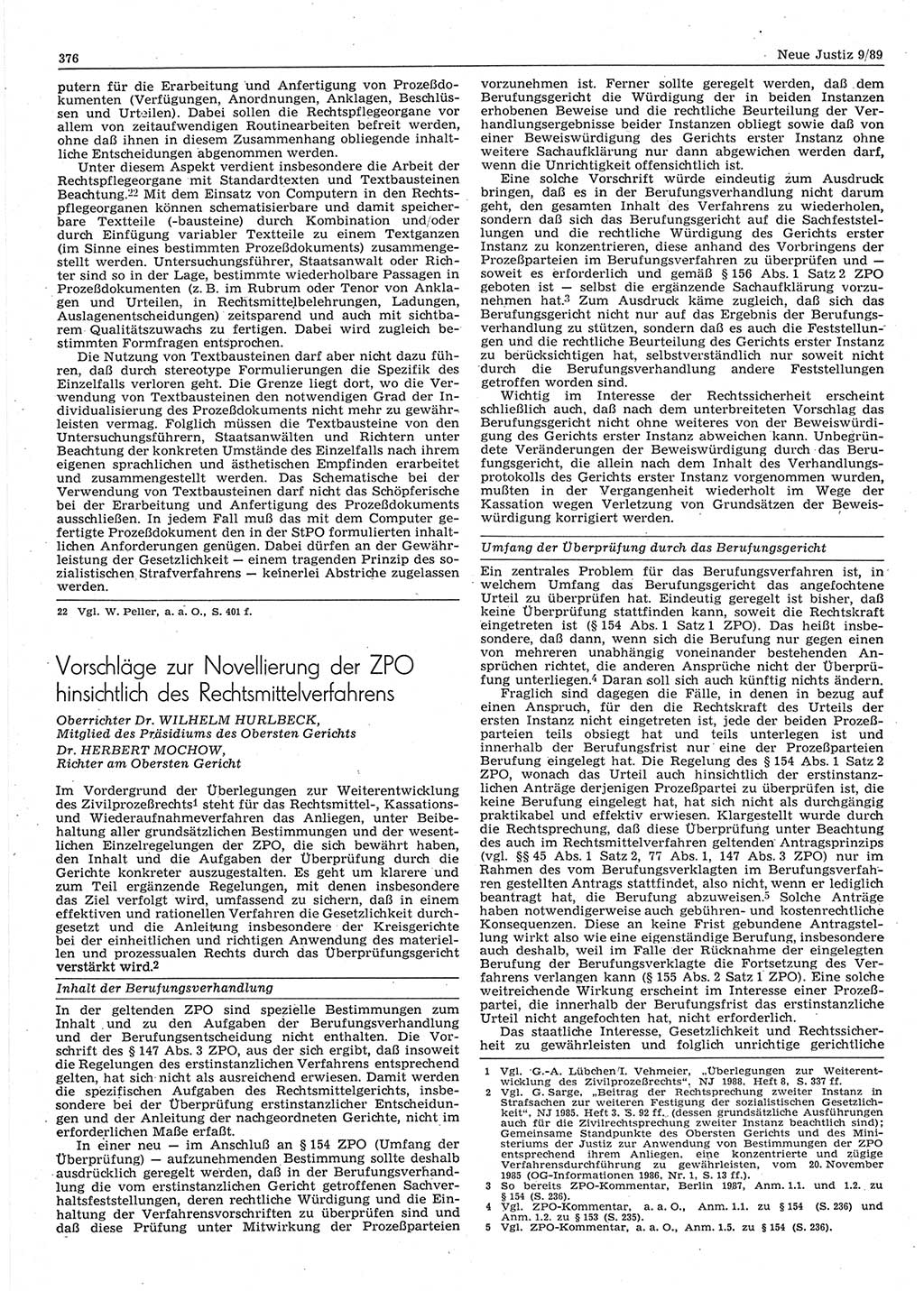 Neue Justiz (NJ), Zeitschrift für sozialistisches Recht und Gesetzlichkeit [Deutsche Demokratische Republik (DDR)], 43. Jahrgang 1989, Seite 376 (NJ DDR 1989, S. 376)