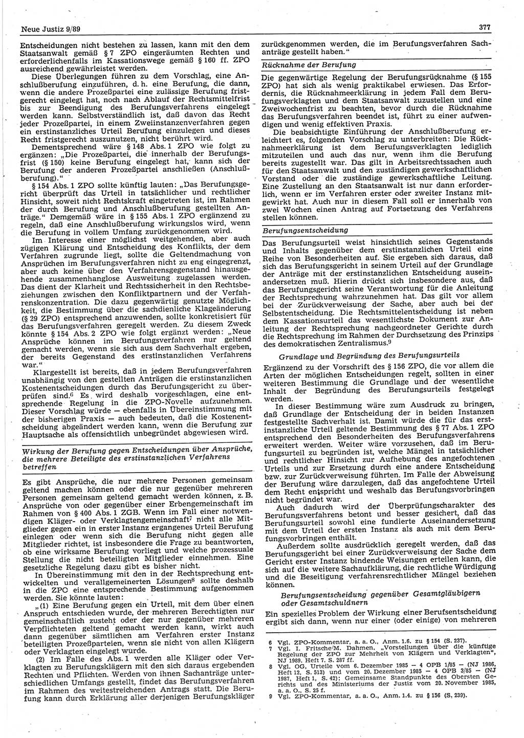 Neue Justiz (NJ), Zeitschrift für sozialistisches Recht und Gesetzlichkeit [Deutsche Demokratische Republik (DDR)], 43. Jahrgang 1989, Seite 377 (NJ DDR 1989, S. 377)