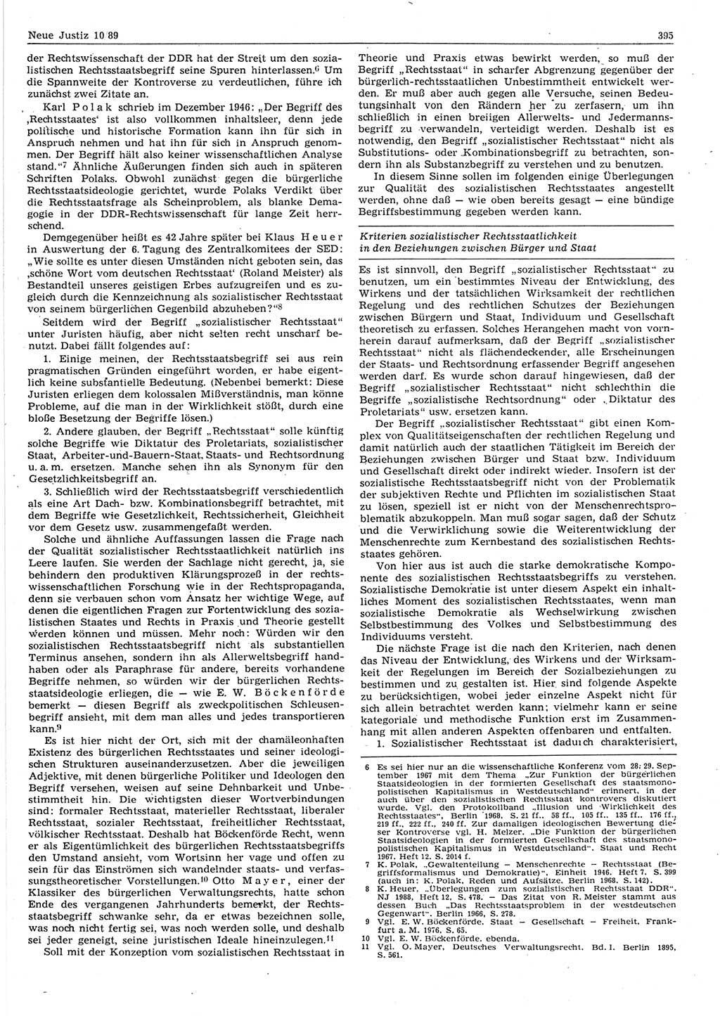 Neue Justiz (NJ), Zeitschrift für sozialistisches Recht und Gesetzlichkeit [Deutsche Demokratische Republik (DDR)], 43. Jahrgang 1989, Seite 395 (NJ DDR 1989, S. 395)