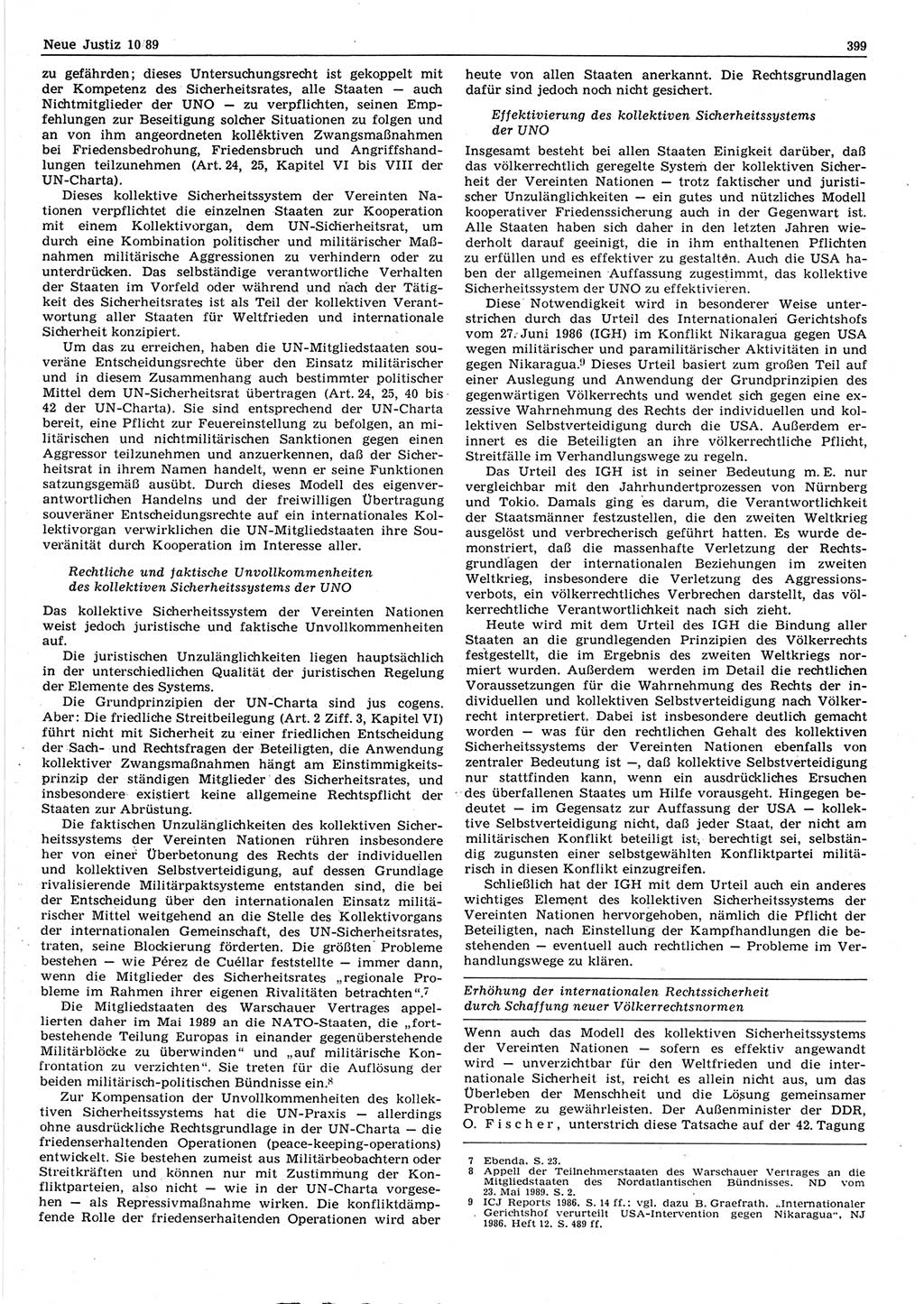 Neue Justiz (NJ), Zeitschrift für sozialistisches Recht und Gesetzlichkeit [Deutsche Demokratische Republik (DDR)], 43. Jahrgang 1989, Seite 399 (NJ DDR 1989, S. 399)