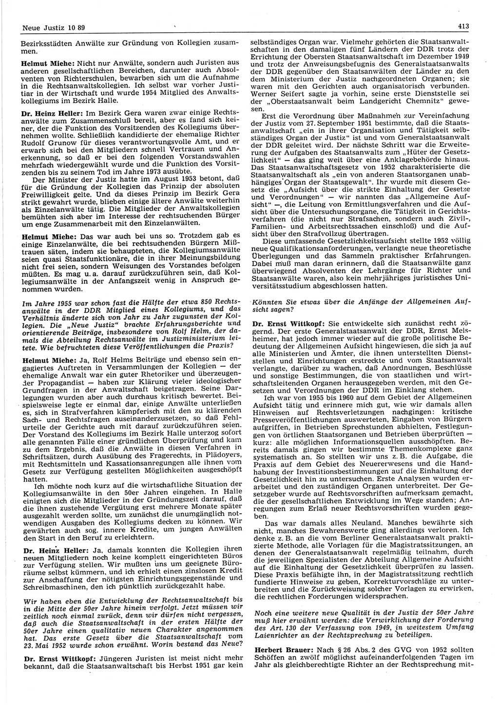 Neue Justiz (NJ), Zeitschrift für sozialistisches Recht und Gesetzlichkeit [Deutsche Demokratische Republik (DDR)], 43. Jahrgang 1989, Seite 413 (NJ DDR 1989, S. 413)