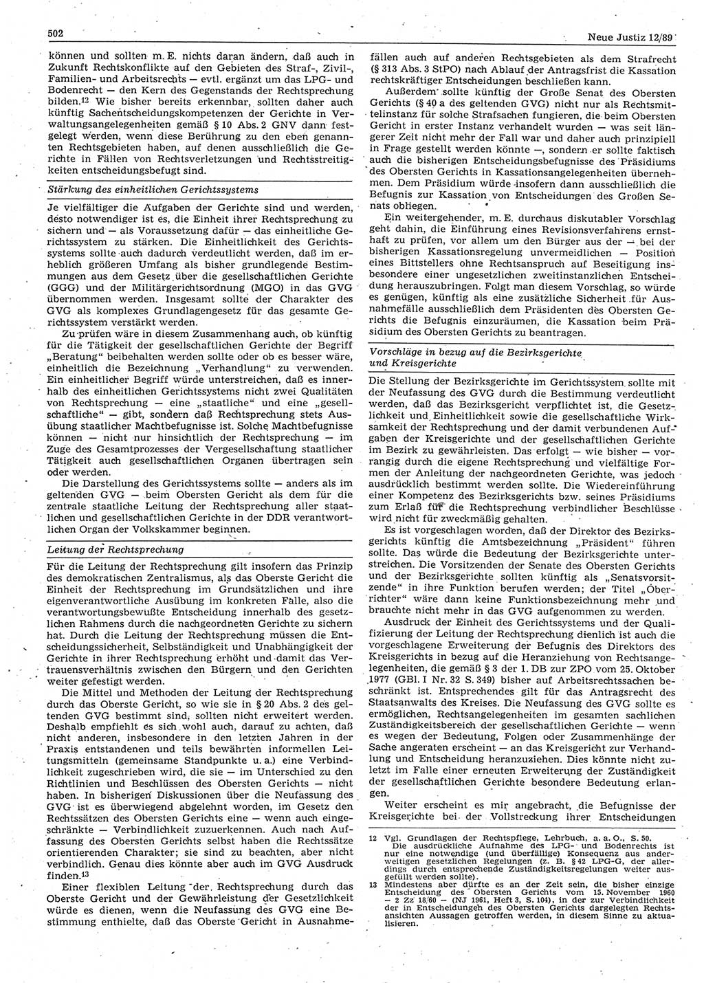 Neue Justiz (NJ), Zeitschrift für sozialistisches Recht und Gesetzlichkeit [Deutsche Demokratische Republik (DDR)], 43. Jahrgang 1989, Seite 502 (NJ DDR 1989, S. 502)