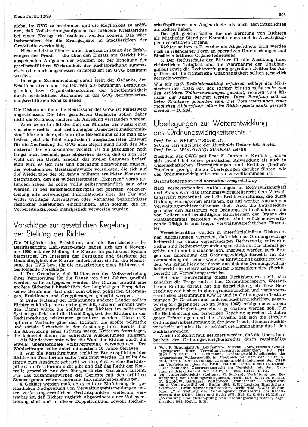 Neue Justiz (NJ), Zeitschrift für sozialistisches Recht und Gesetzlichkeit [Deutsche Demokratische Republik (DDR)], 43. Jahrgang 1989, Seite 503 (NJ DDR 1989, S. 503)