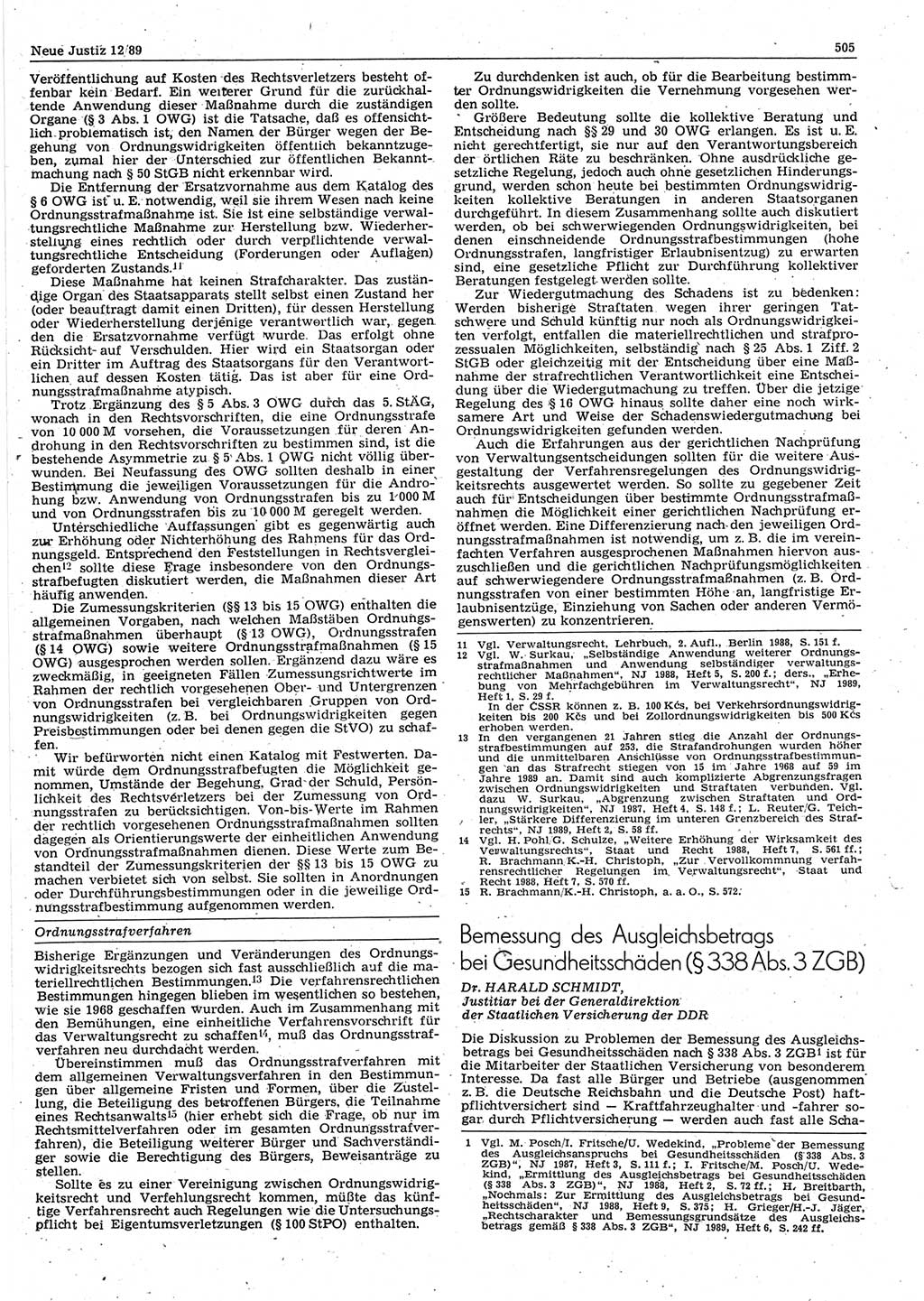 Neue Justiz (NJ), Zeitschrift für sozialistisches Recht und Gesetzlichkeit [Deutsche Demokratische Republik (DDR)], 43. Jahrgang 1989, Seite 505 (NJ DDR 1989, S. 505)