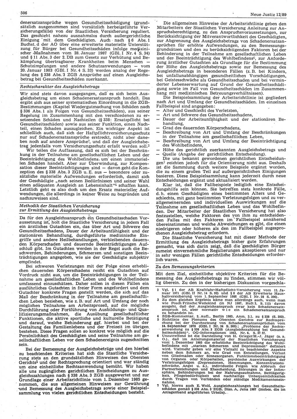Neue Justiz (NJ), Zeitschrift für sozialistisches Recht und Gesetzlichkeit [Deutsche Demokratische Republik (DDR)], 43. Jahrgang 1989, Seite 506 (NJ DDR 1989, S. 506)