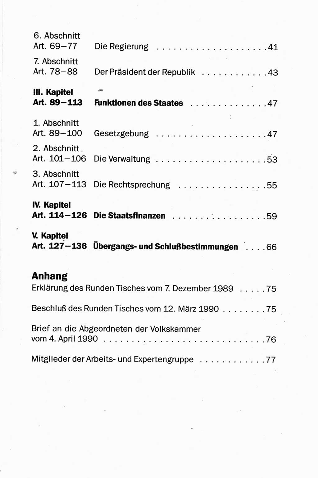 Entwurf Verfassung der Deutschen Demokratischen Republik (DDR), Arbeitsgruppe "Neue Verfassung der DDR" des Runden Tisches, Berlin 1990, Seite 6 (Entw. Verf. DDR 1990, S. 6)