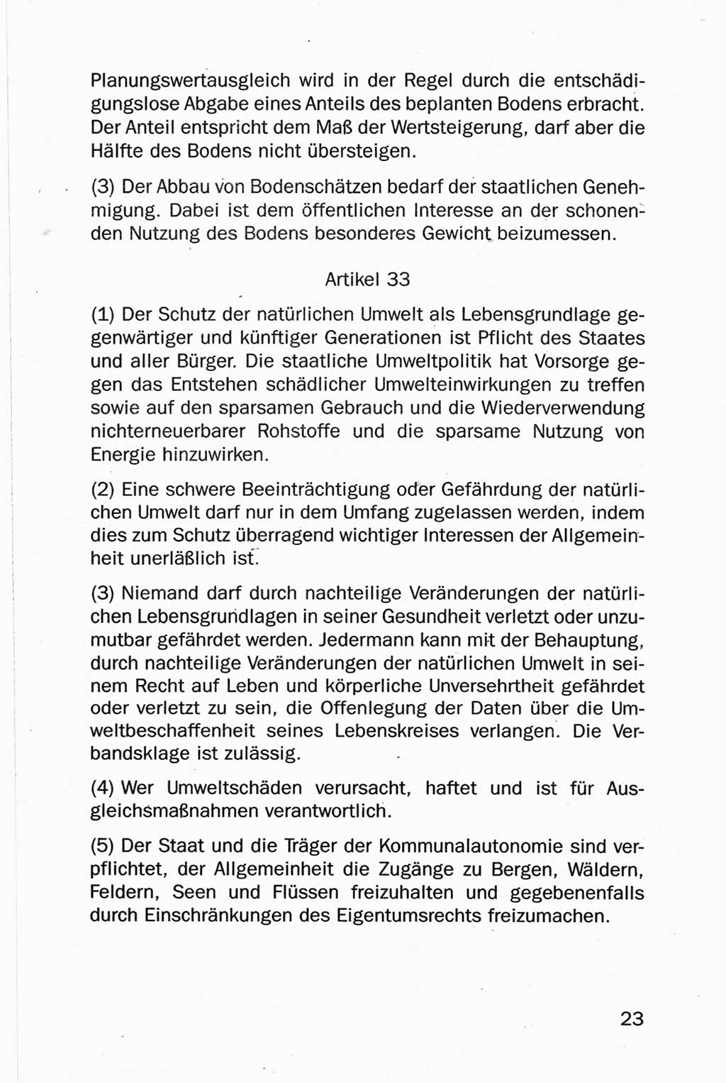 Entwurf Verfassung der Deutschen Demokratischen Republik (DDR), Arbeitsgruppe "Neue Verfassung der DDR" des Runden Tisches, Berlin 1990, Seite 23 (Entw. Verf. DDR 1990, S. 23)