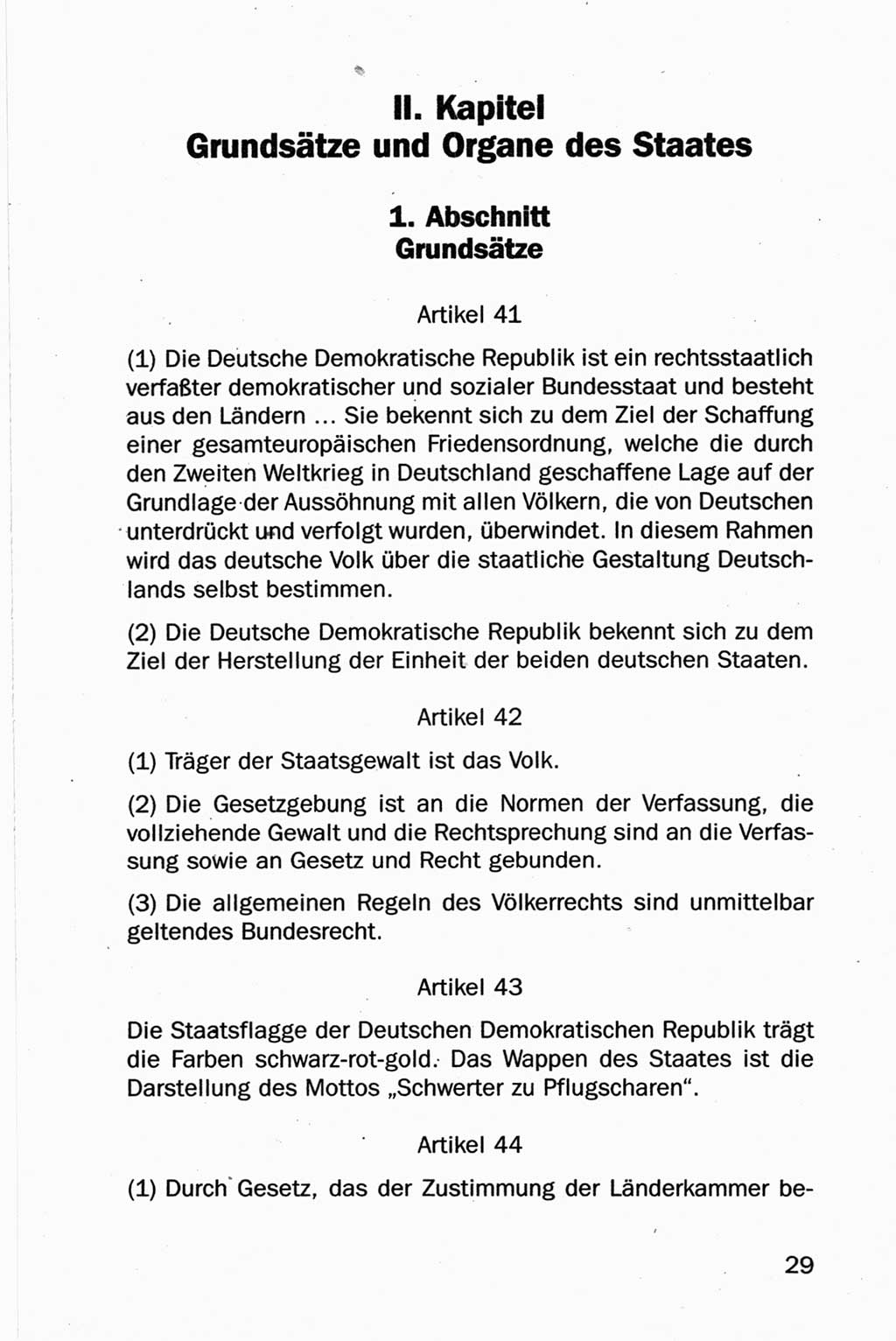 Entwurf Verfassung der Deutschen Demokratischen Republik (DDR), Arbeitsgruppe "Neue Verfassung der DDR" des Runden Tisches, Berlin 1990, Seite 29 (Entw. Verf. DDR 1990, S. 29)