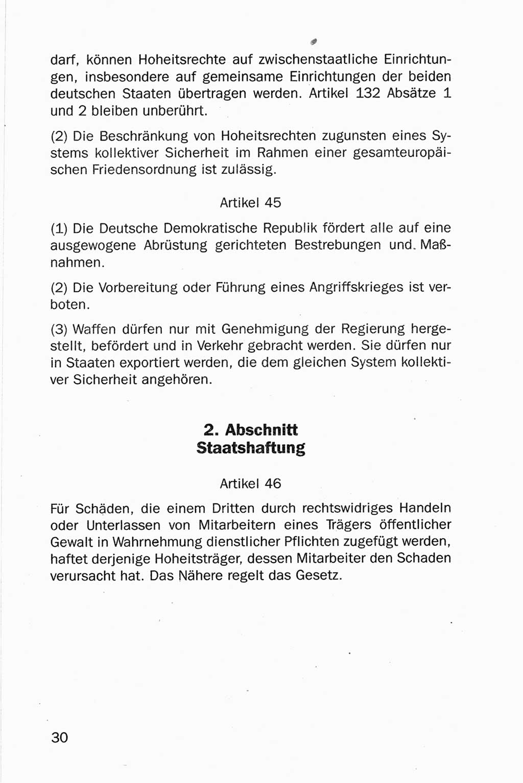 Entwurf Verfassung der Deutschen Demokratischen Republik (DDR), Arbeitsgruppe "Neue Verfassung der DDR" des Runden Tisches, Berlin 1990, Seite 30 (Entw. Verf. DDR 1990, S. 30)