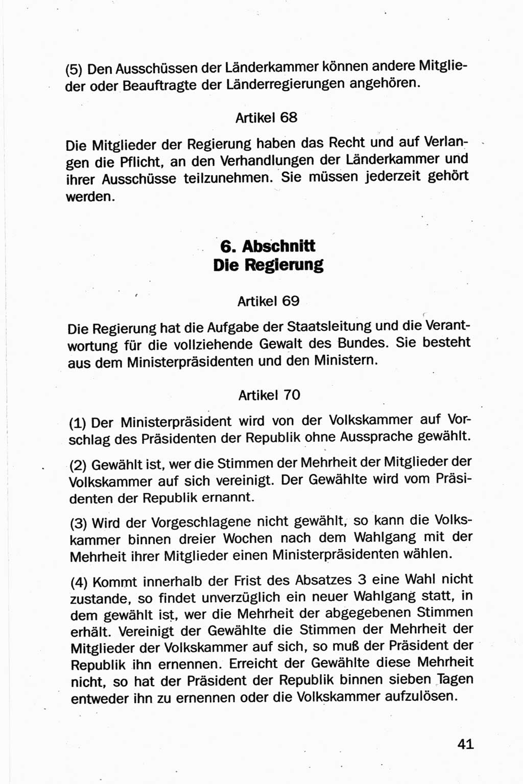 Entwurf Verfassung der Deutschen Demokratischen Republik (DDR), Arbeitsgruppe "Neue Verfassung der DDR" des Runden Tisches, Berlin 1990, Seite 41 (Entw. Verf. DDR 1990, S. 41)