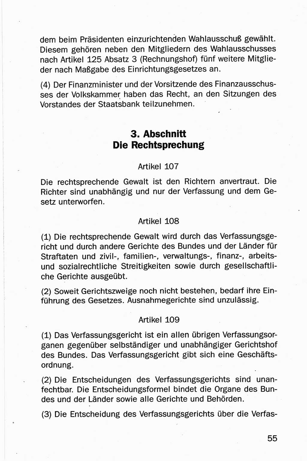 Entwurf Verfassung der Deutschen Demokratischen Republik (DDR), Arbeitsgruppe "Neue Verfassung der DDR" des Runden Tisches, Berlin 1990, Seite 55 (Entw. Verf. DDR 1990, S. 55)
