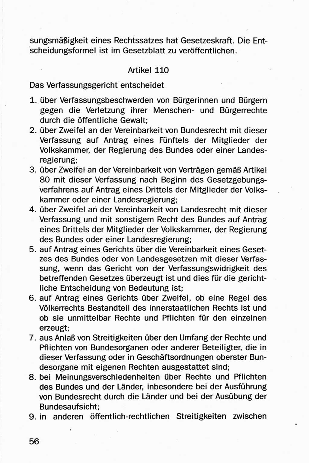 Entwurf Verfassung der Deutschen Demokratischen Republik (DDR), Arbeitsgruppe "Neue Verfassung der DDR" des Runden Tisches, Berlin 1990, Seite 56 (Entw. Verf. DDR 1990, S. 56)