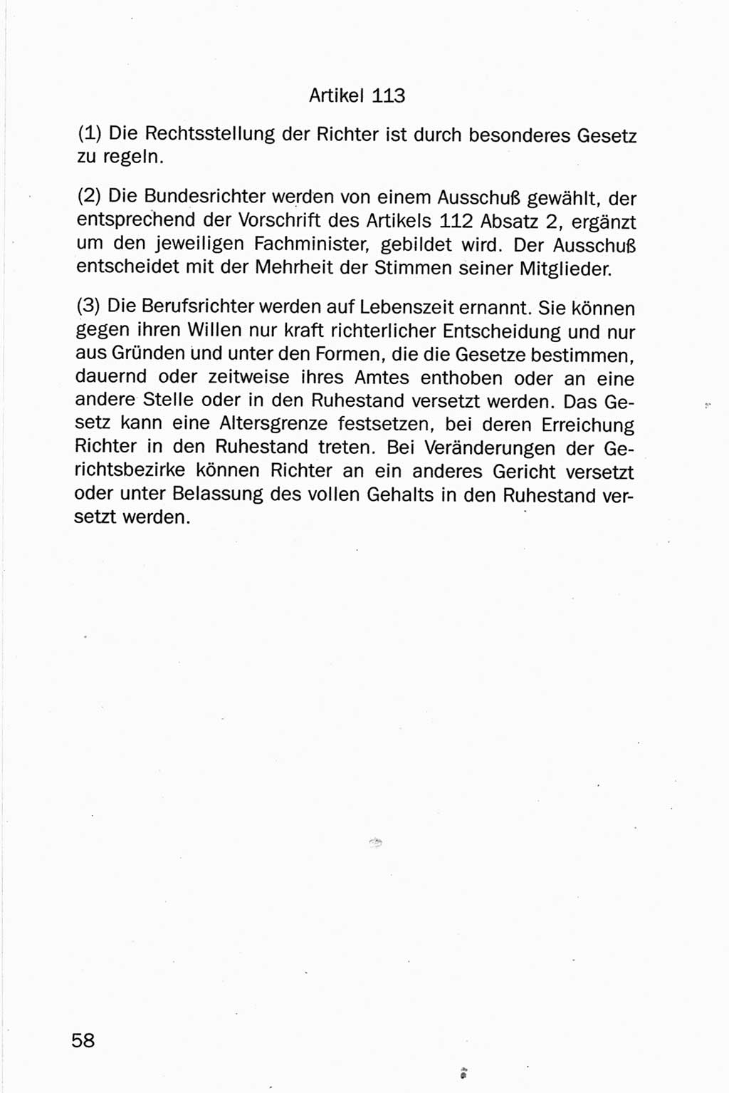 Entwurf Verfassung der Deutschen Demokratischen Republik (DDR), Arbeitsgruppe "Neue Verfassung der DDR" des Runden Tisches, Berlin 1990, Seite 58 (Entw. Verf. DDR 1990, S. 58)