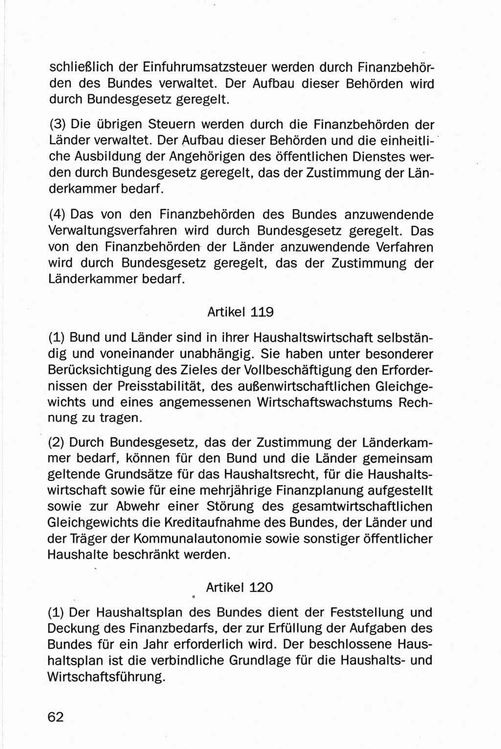 Entwurf Verfassung der Deutschen Demokratischen Republik (DDR), Arbeitsgruppe "Neue Verfassung der DDR" des Runden Tisches, Berlin 1990, Seite 62 (Entw. Verf. DDR 1990, S. 62)