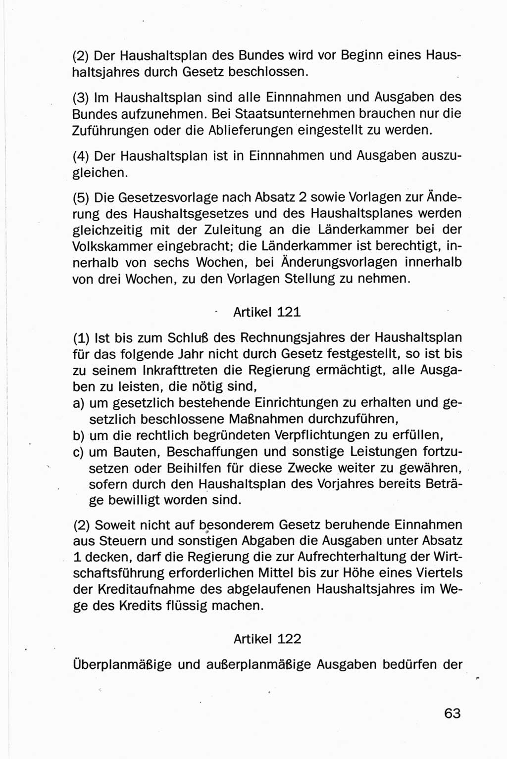 Entwurf Verfassung der Deutschen Demokratischen Republik (DDR), Arbeitsgruppe "Neue Verfassung der DDR" des Runden Tisches, Berlin 1990, Seite 63 (Entw. Verf. DDR 1990, S. 63)