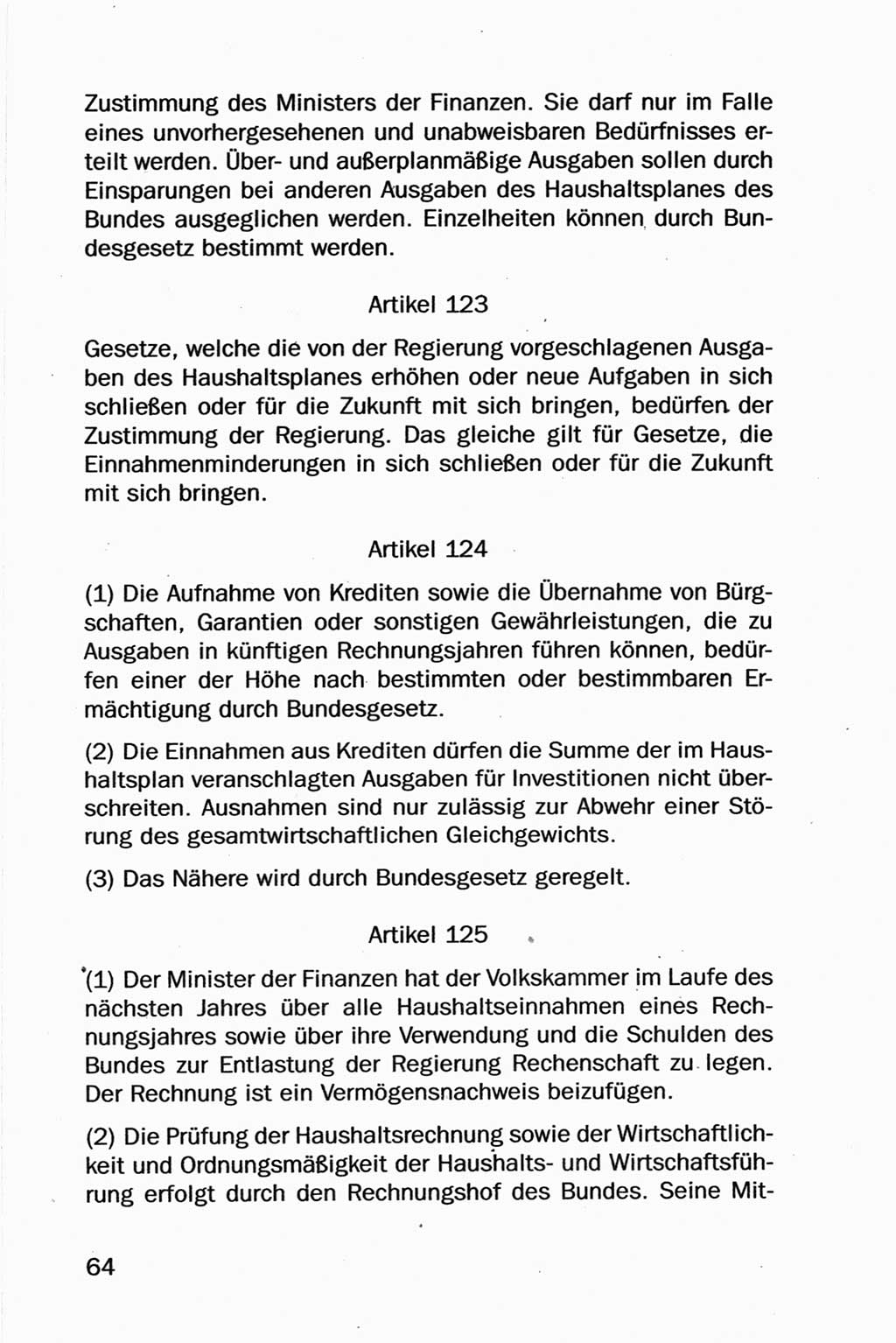 Entwurf Verfassung der Deutschen Demokratischen Republik (DDR), Arbeitsgruppe "Neue Verfassung der DDR" des Runden Tisches, Berlin 1990, Seite 64 (Entw. Verf. DDR 1990, S. 64)