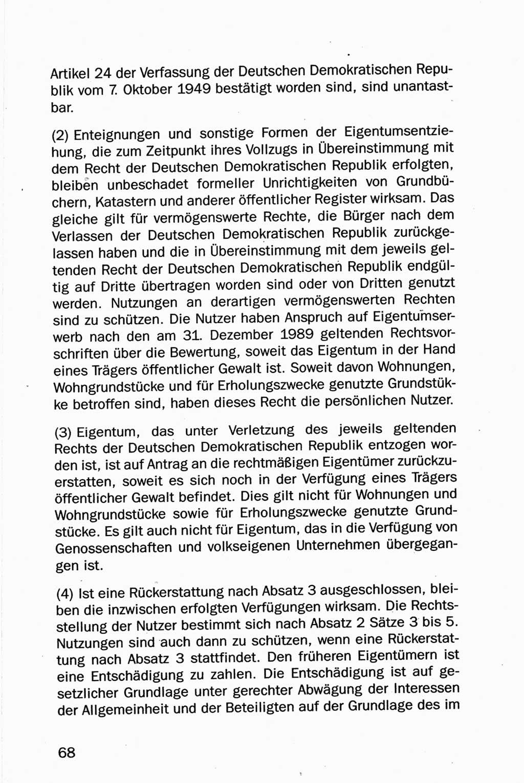 Entwurf Verfassung der Deutschen Demokratischen Republik (DDR), Arbeitsgruppe "Neue Verfassung der DDR" des Runden Tisches, Berlin 1990, Seite 68 (Entw. Verf. DDR 1990, S. 68)