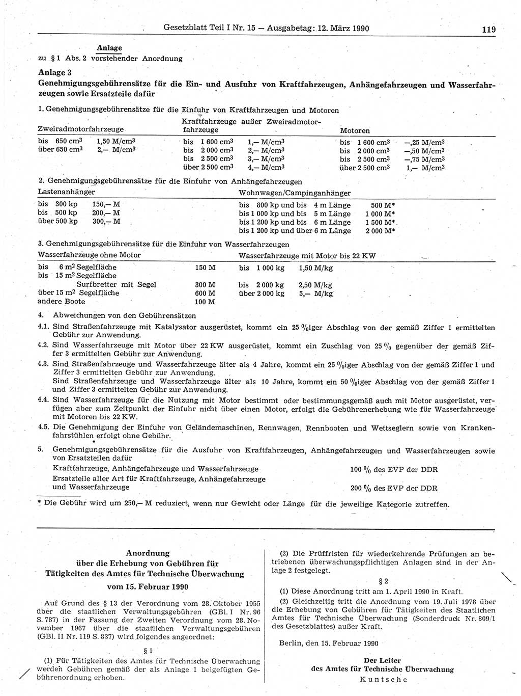 Gesetzblatt (GBl.) der Deutschen Demokratischen Republik (DDR) Teil Ⅰ 1990, Seite 119 (GBl. DDR Ⅰ 1990, S. 119)