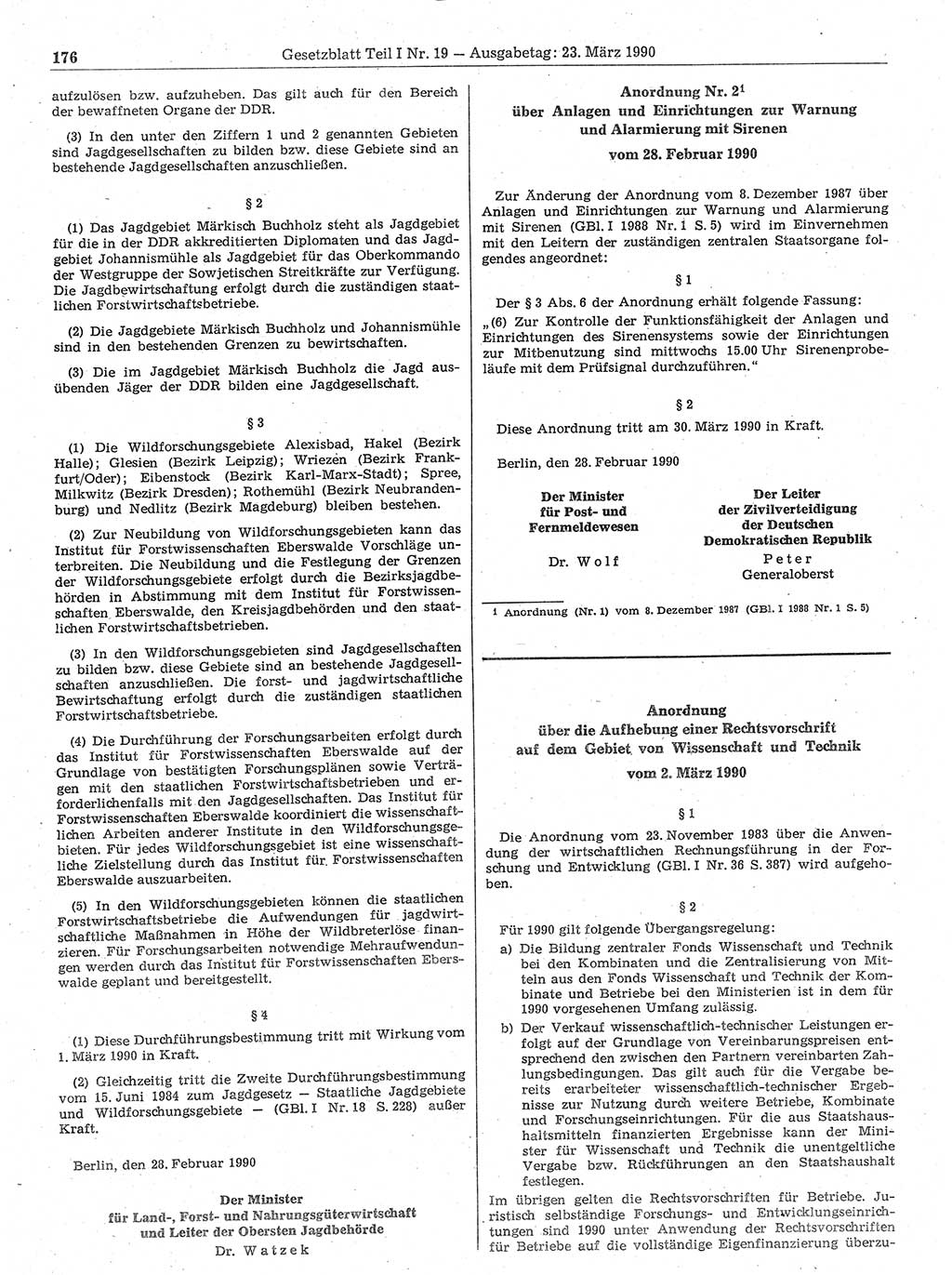 Gesetzblatt (GBl.) der Deutschen Demokratischen Republik (DDR) Teil Ⅰ 1990, Seite 176 (GBl. DDR Ⅰ 1990, S. 176)