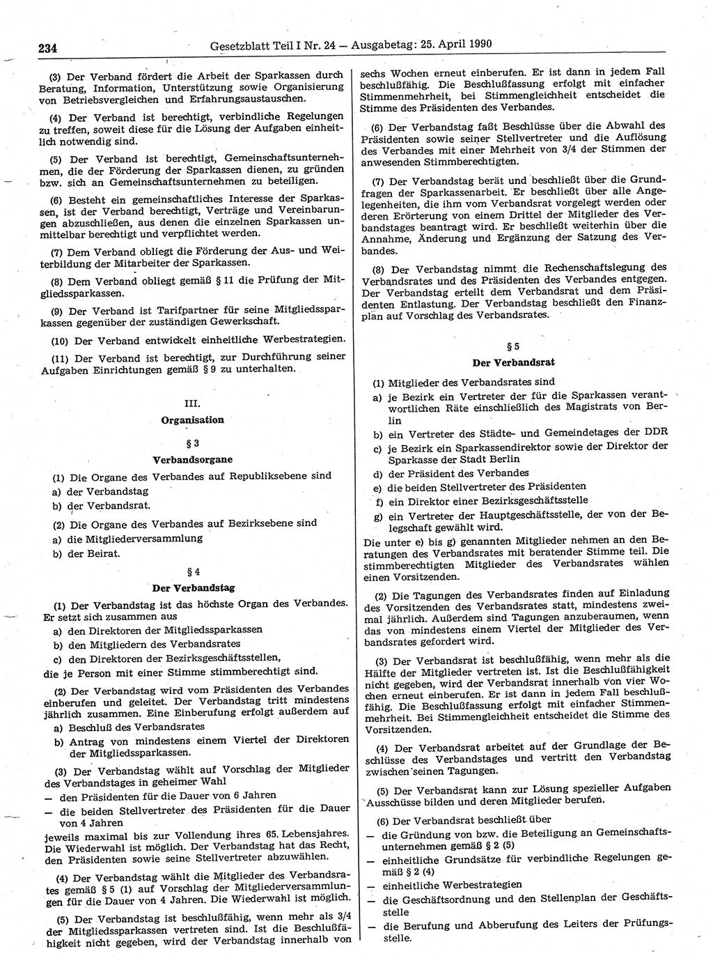 Gesetzblatt (GBl.) der Deutschen Demokratischen Republik (DDR) Teil Ⅰ 1990, Seite 234 (GBl. DDR Ⅰ 1990, S. 234)