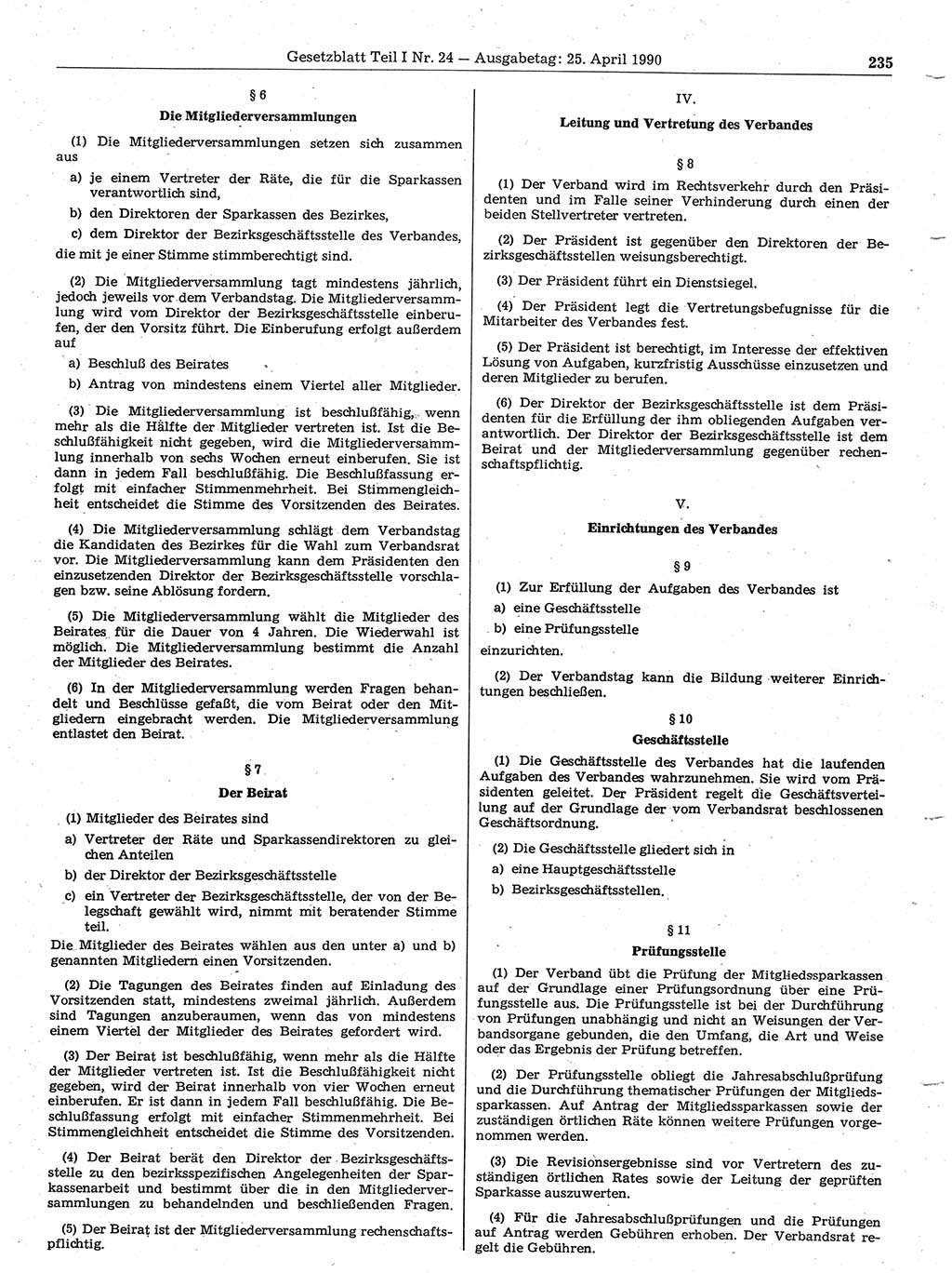 Gesetzblatt (GBl.) der Deutschen Demokratischen Republik (DDR) Teil Ⅰ 1990, Seite 235 (GBl. DDR Ⅰ 1990, S. 235)