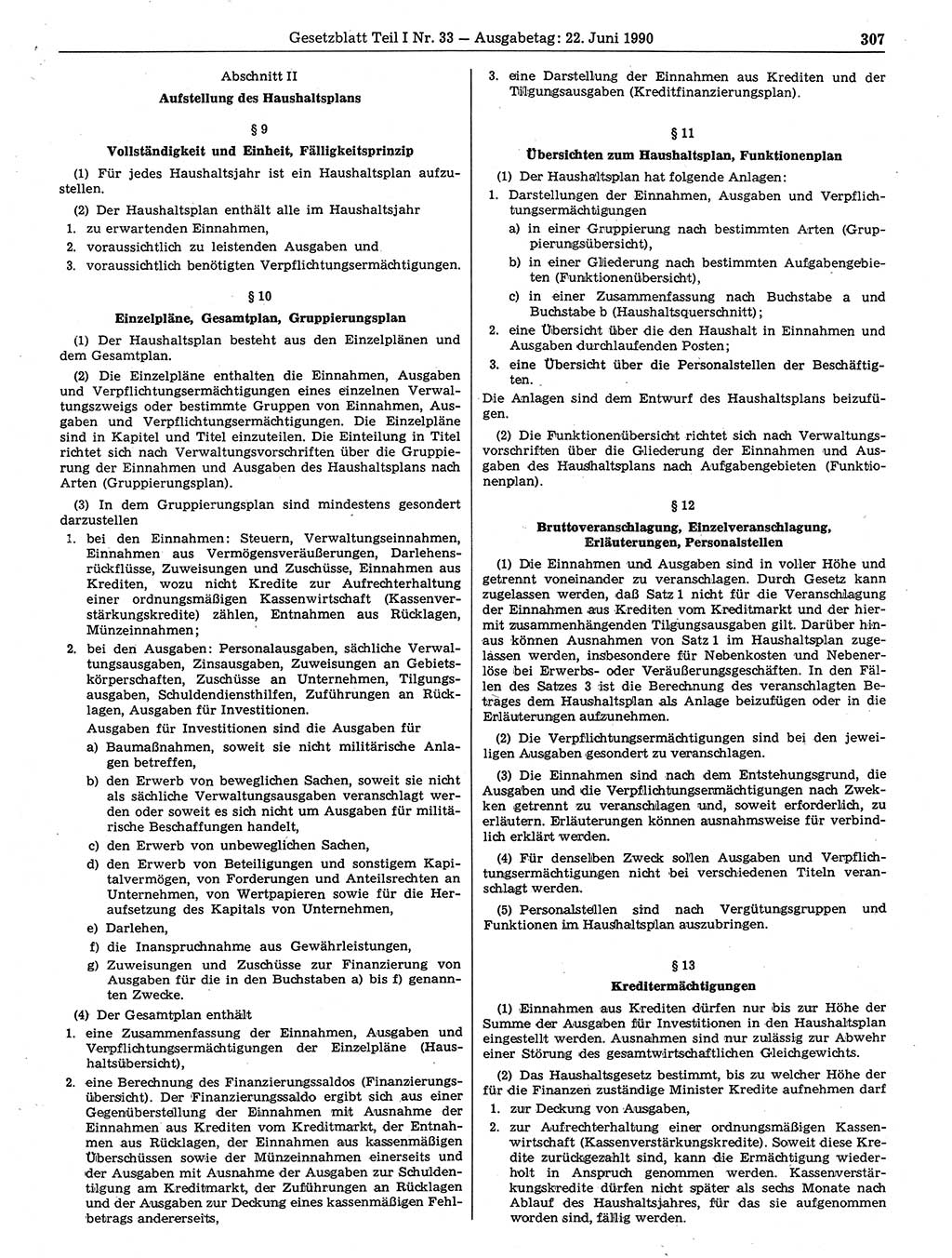 Gesetzblatt (GBl.) der Deutschen Demokratischen Republik (DDR) Teil Ⅰ 1990, Seite 307 (GBl. DDR Ⅰ 1990, S. 307)