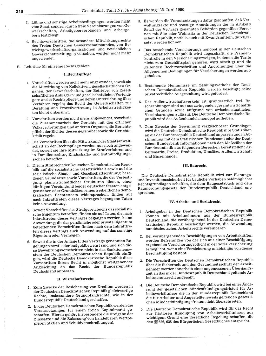 Gesetzblatt (GBl.) der Deutschen Demokratischen Republik (DDR) Teil Ⅰ 1990, Seite 340 (GBl. DDR Ⅰ 1990, S. 340)