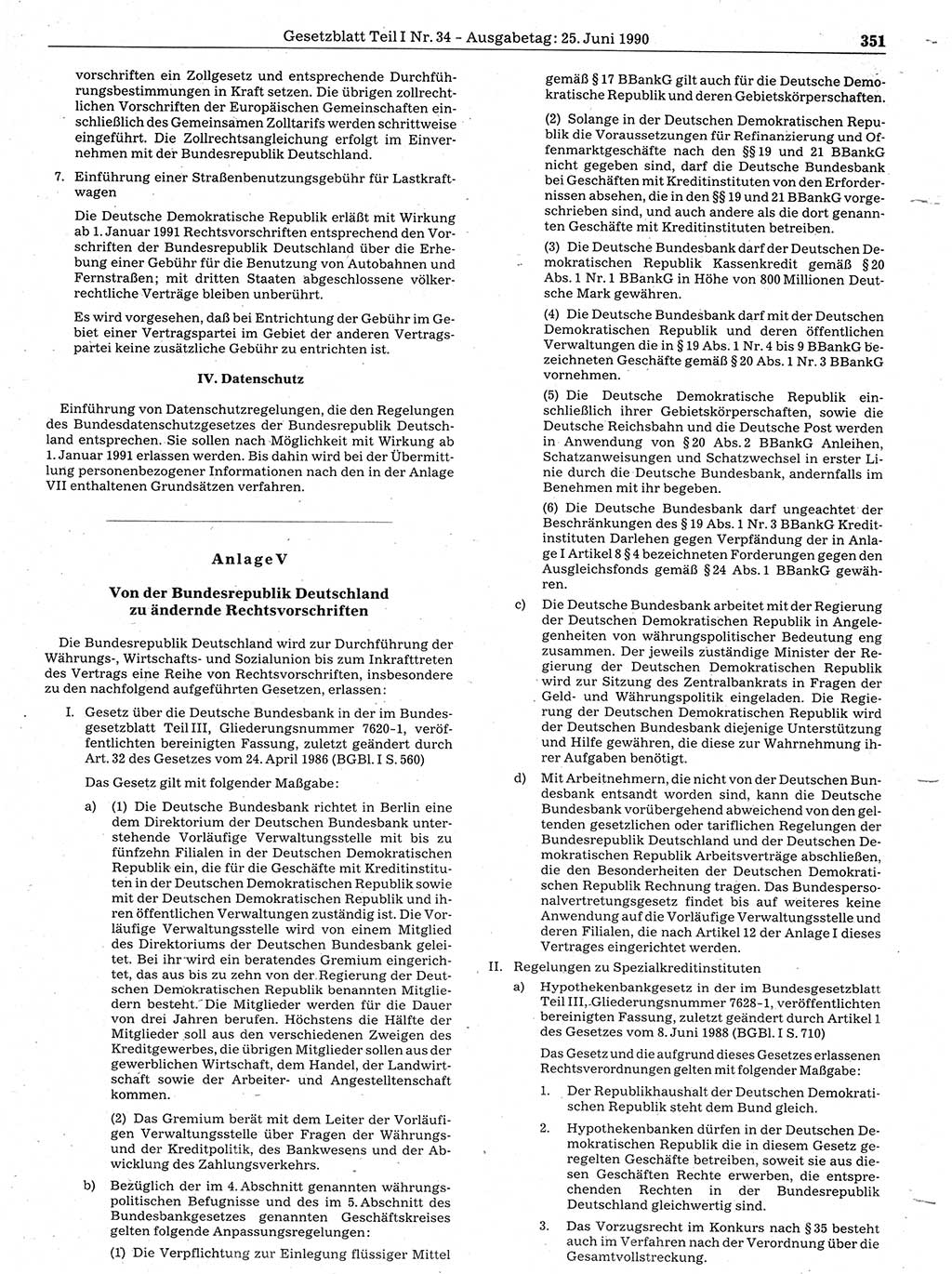 Gesetzblatt (GBl.) der Deutschen Demokratischen Republik (DDR) Teil Ⅰ 1990, Seite 351 (GBl. DDR Ⅰ 1990, S. 351)