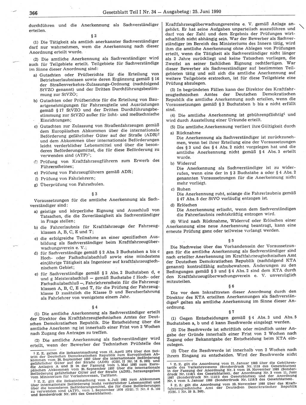 Gesetzblatt (GBl.) der Deutschen Demokratischen Republik (DDR) Teil Ⅰ 1990, Seite 366 (GBl. DDR Ⅰ 1990, S. 366)