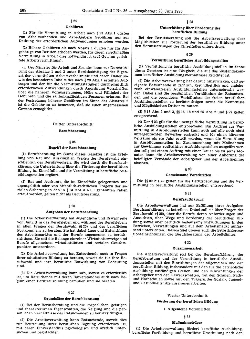 Gesetzblatt (GBl.) der Deutschen Demokratischen Republik (DDR) Teil Ⅰ 1990, Seite 408 (GBl. DDR Ⅰ 1990, S. 408)