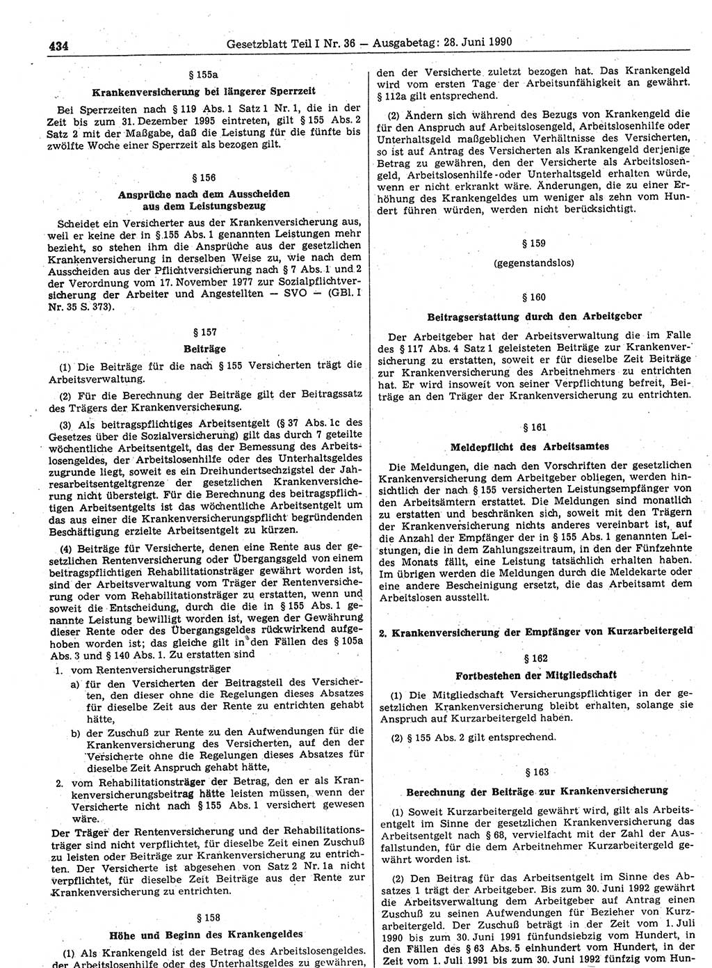 Gesetzblatt (GBl.) der Deutschen Demokratischen Republik (DDR) Teil Ⅰ 1990, Seite 434 (GBl. DDR Ⅰ 1990, S. 434)